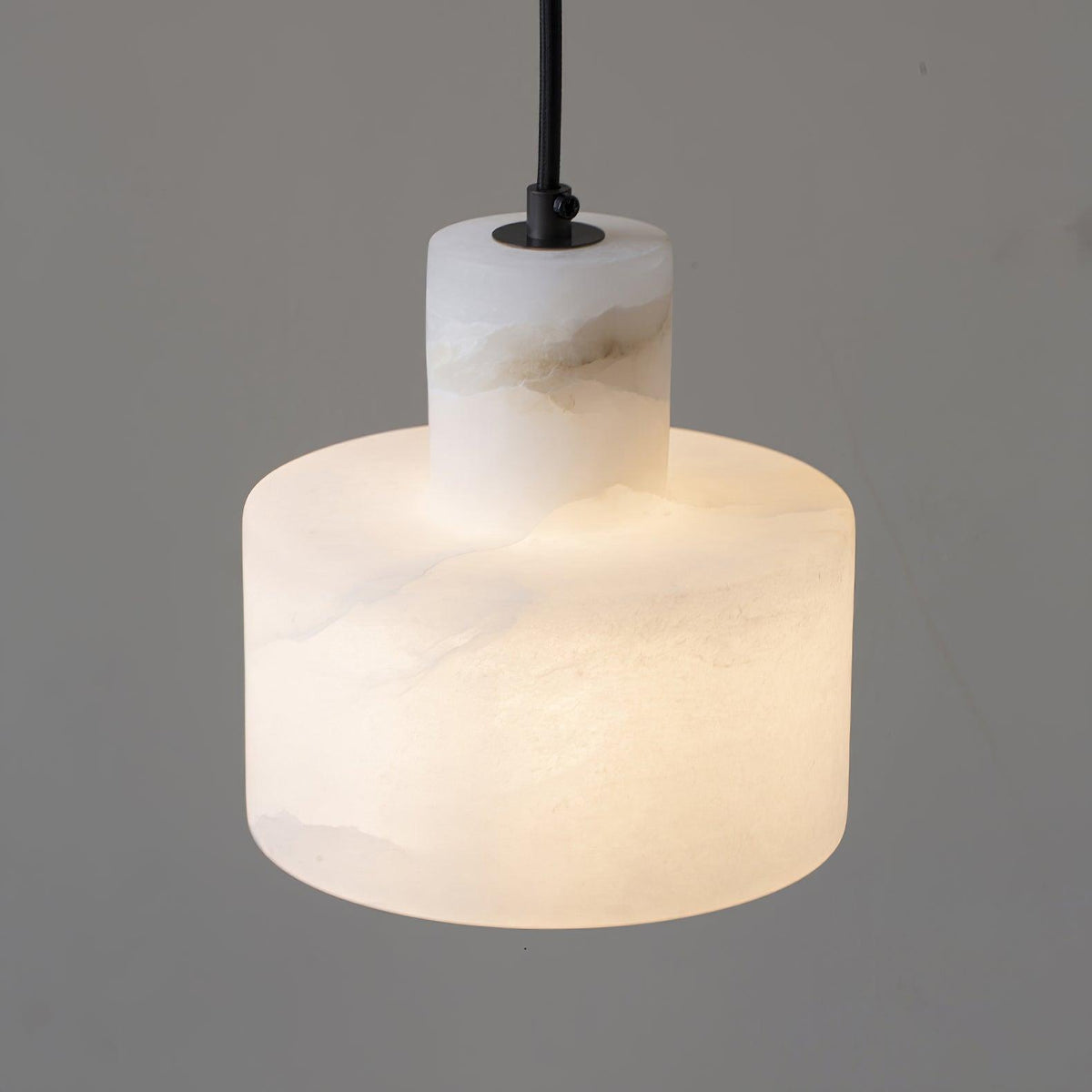 Moderne hanglamp van albast met dubbele cilindervorm