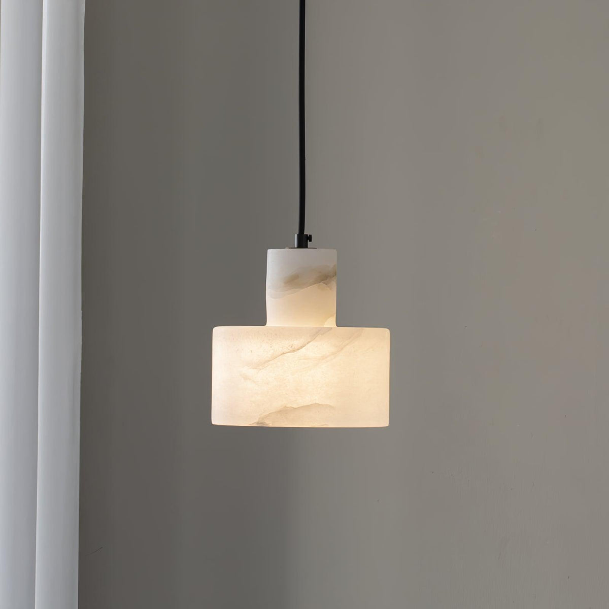 Moderne hanglamp van albast met dubbele cilindervorm