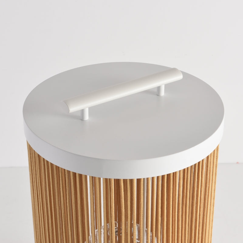 Ritta Retro LED Buiten Vloerlamp Kaki Metaal/Rattan Tuin