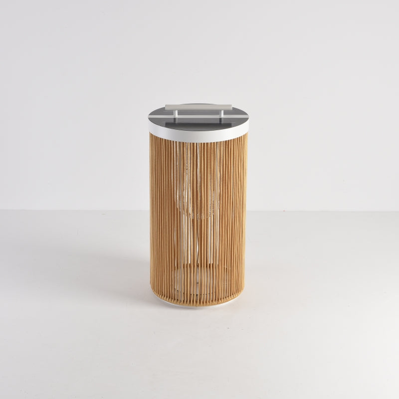 Ritta Retro LED Buiten Vloerlamp Kaki Metaal/Rattan Tuin