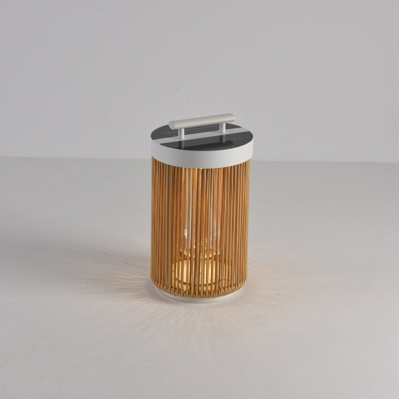 Ritta Retro LED Buiten Vloerlamp Kaki Metaal/Rattan Tuin