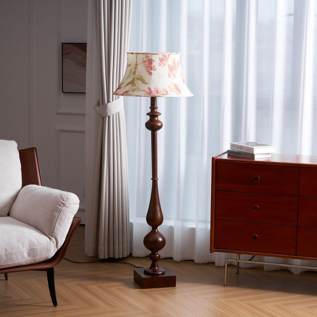 Floren Hout Stoffen Klassieke vloerlamp