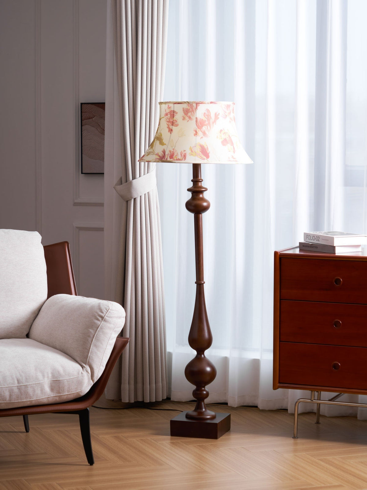 Floren Hout Stoffen Klassieke vloerlamp