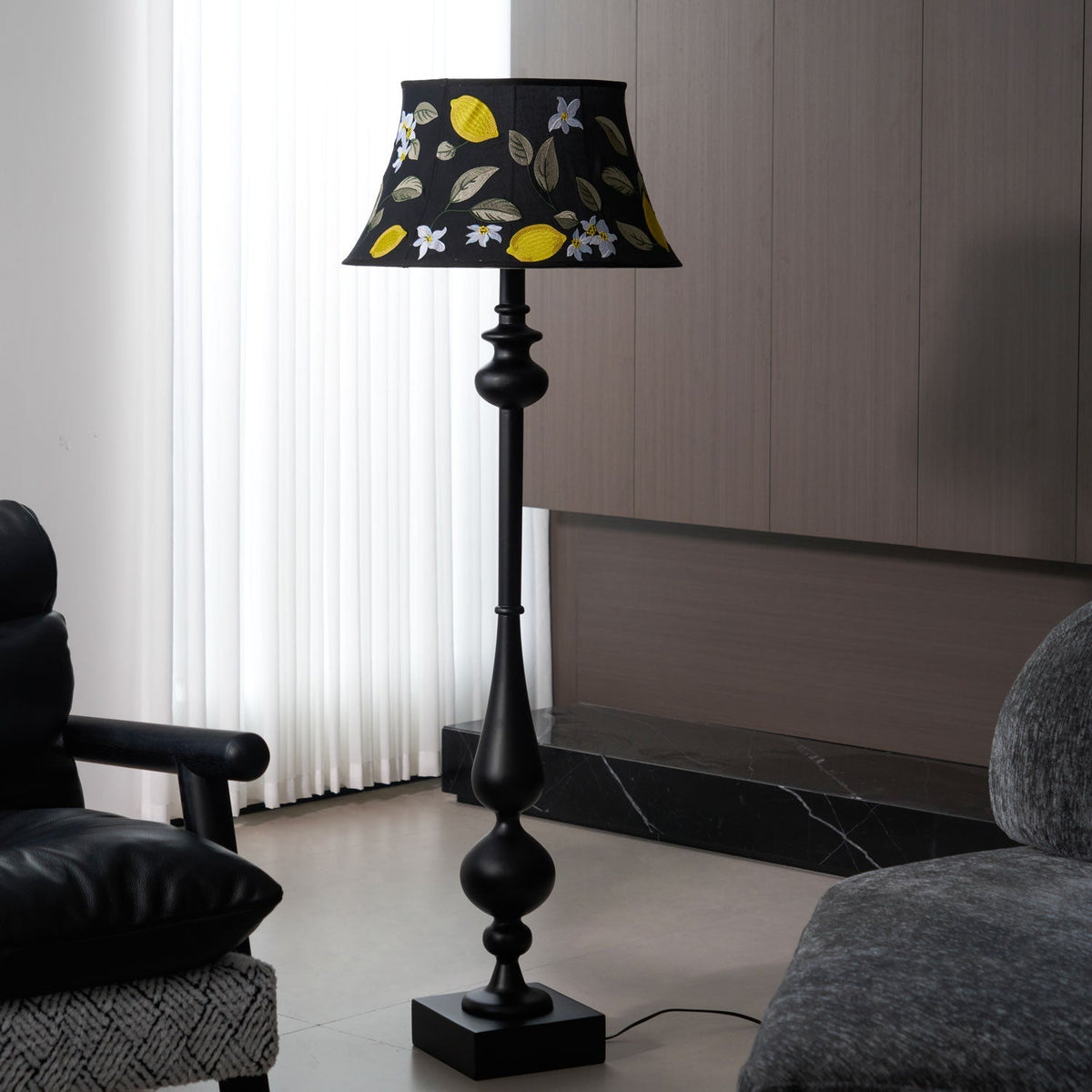 Floren Hout Stoffen Klassieke vloerlamp
