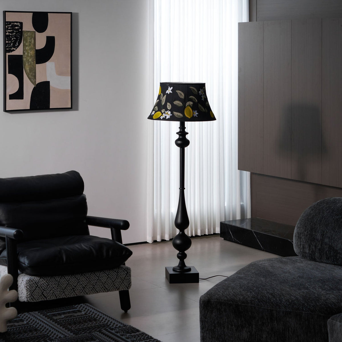 Floren Hout Stoffen Klassieke vloerlamp