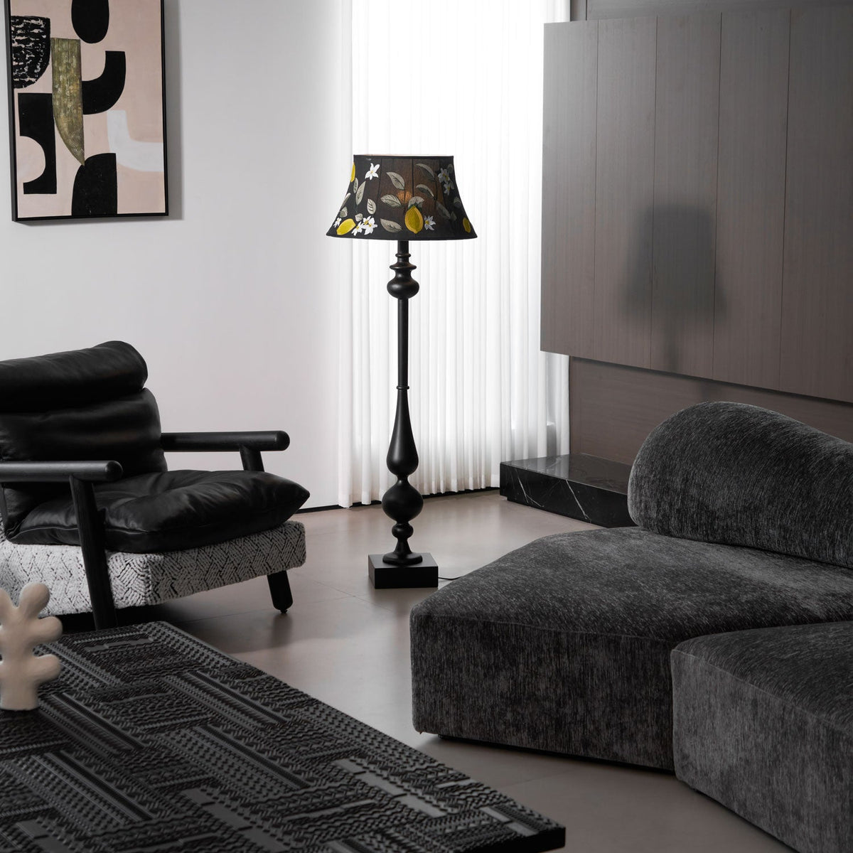 Floren Hout Stoffen Klassieke vloerlamp