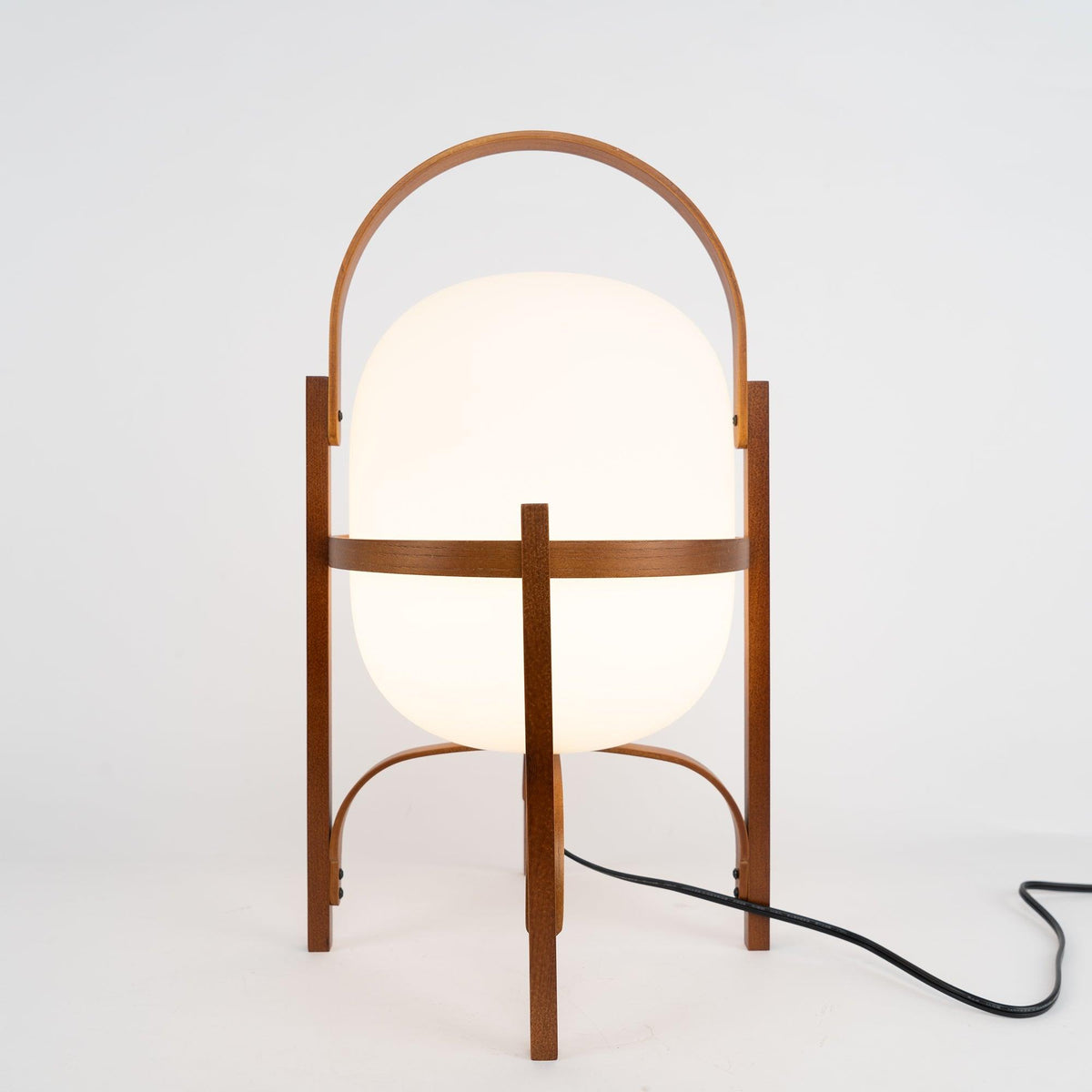 Lethra tafellamp van hout en glas