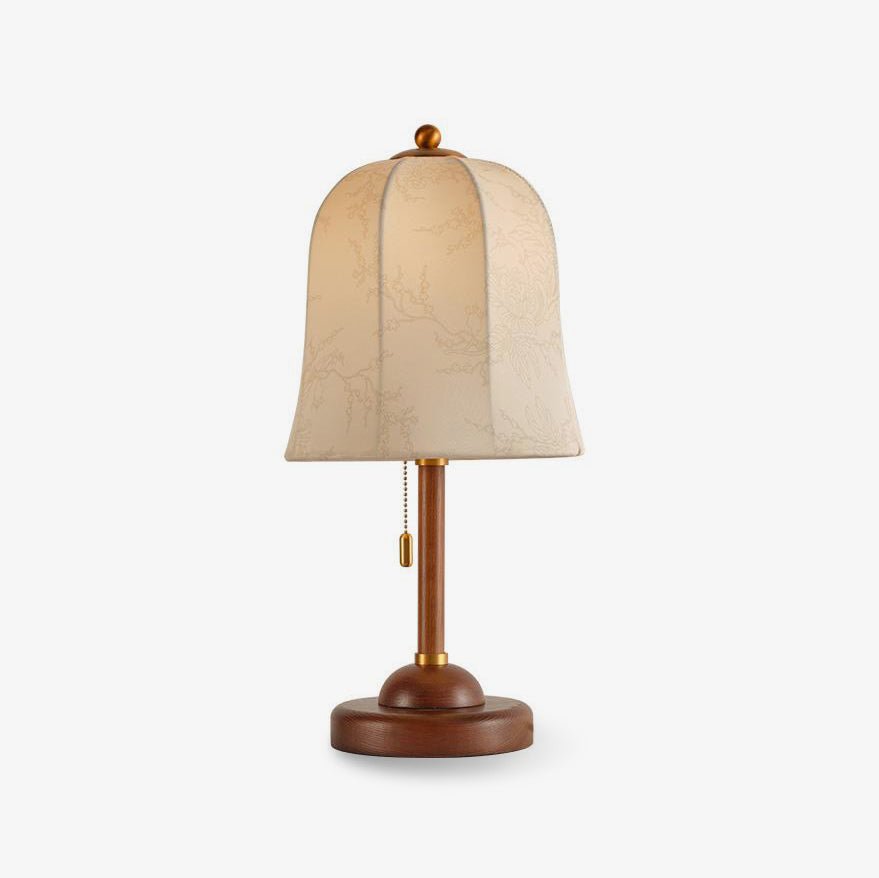 Ivelen Wabi-Sabi houten tafellamp in walnootkleur en beige