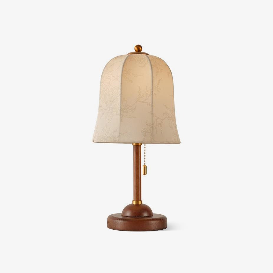 Ivelen Wabi-Sabi houten tafellamp in walnootkleur en beige