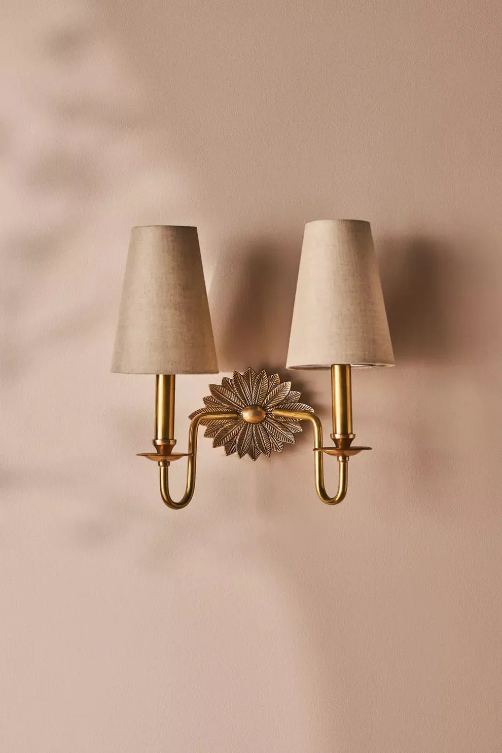 Alessio Vintage Klassiek Messing Stof Wandlamp Lampenkap Slaapkamer Woonkamer