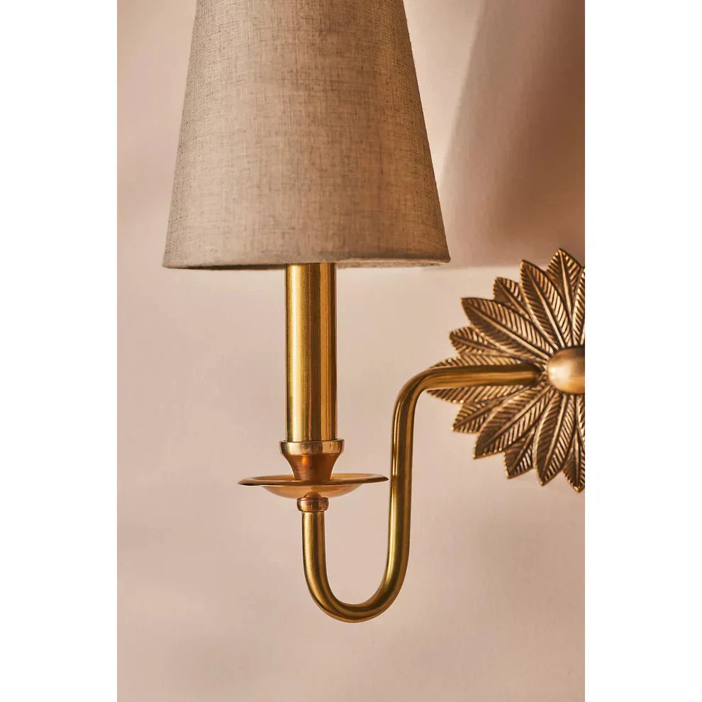 Alessio Vintage Klassiek Messing Stof Wandlamp Lampenkap Slaapkamer Woonkamer