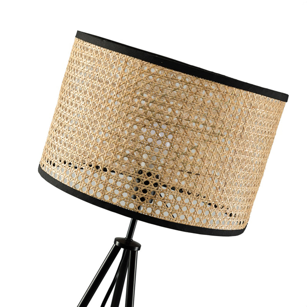 Ritta Design Ronde LED Vloerlamp Zwart Metaal Rotan Slaapkamer