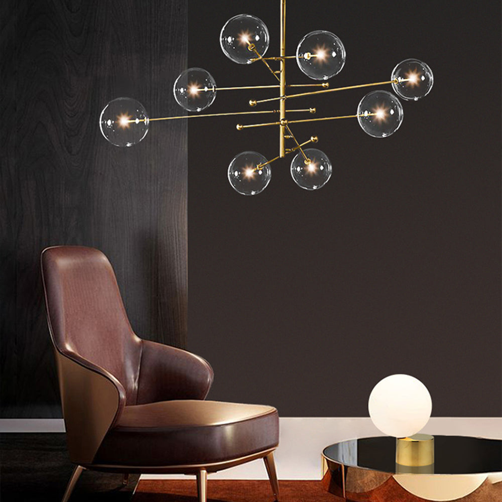 Valentina Retro Ronde LED Hanglamp Zwart Gouden Metaal Glas Slaapkamer
