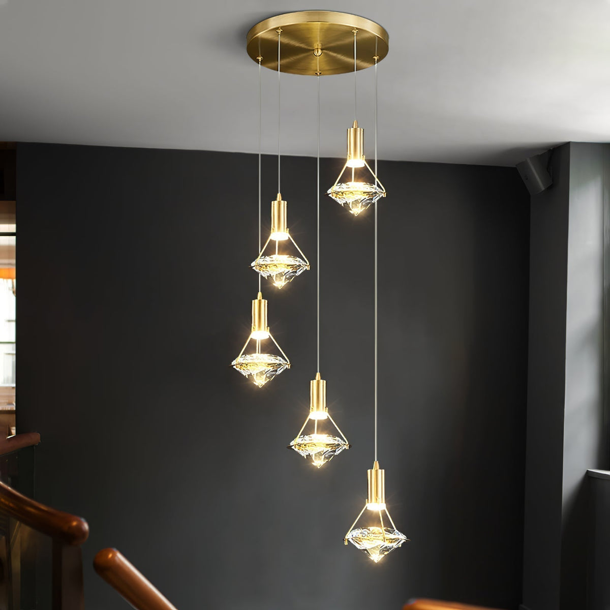 Cira hanglamp messing Kristal Elegant