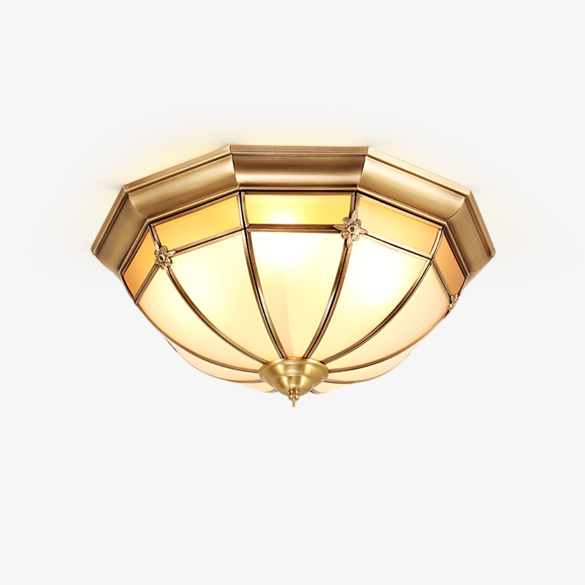 Vovynan elegantie koepelvormige messing glas vlakke plafondlamp