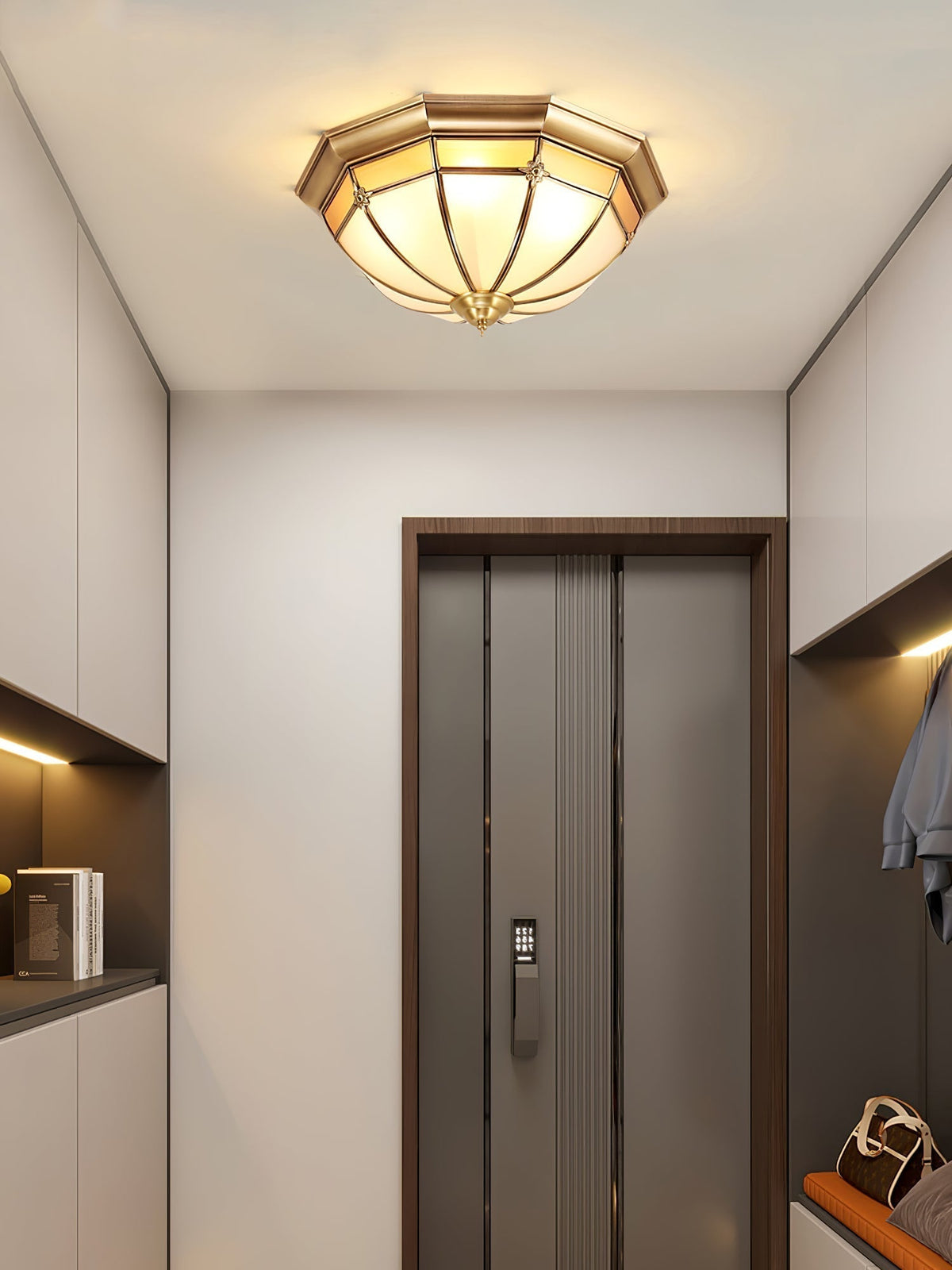 Vovynan elegantie koepelvormige messing glas vlakke plafondlamp