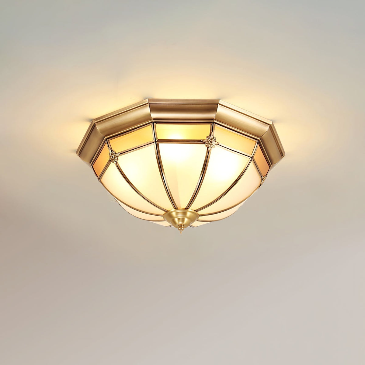 Vovynan elegantie koepelvormige messing glas vlakke plafondlamp