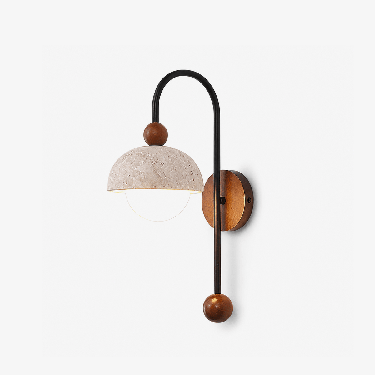 Koepel bollen travertin Arc wandlamp
