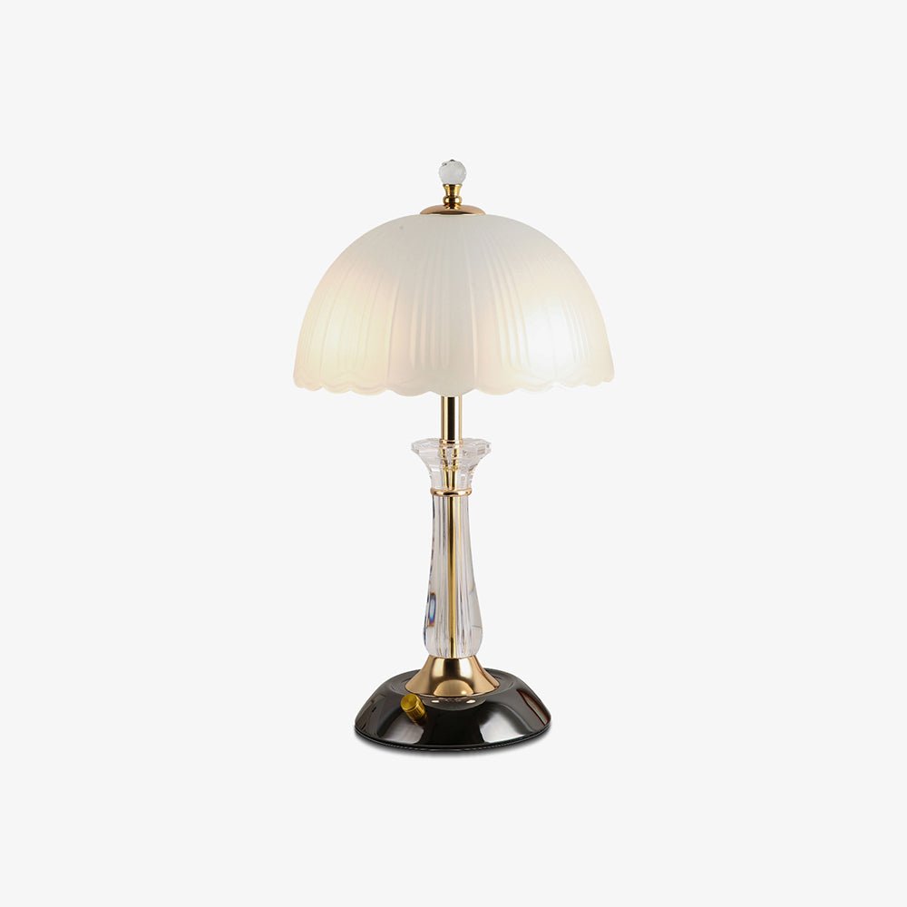 Belle tafellamp met bolvormig glazen kap