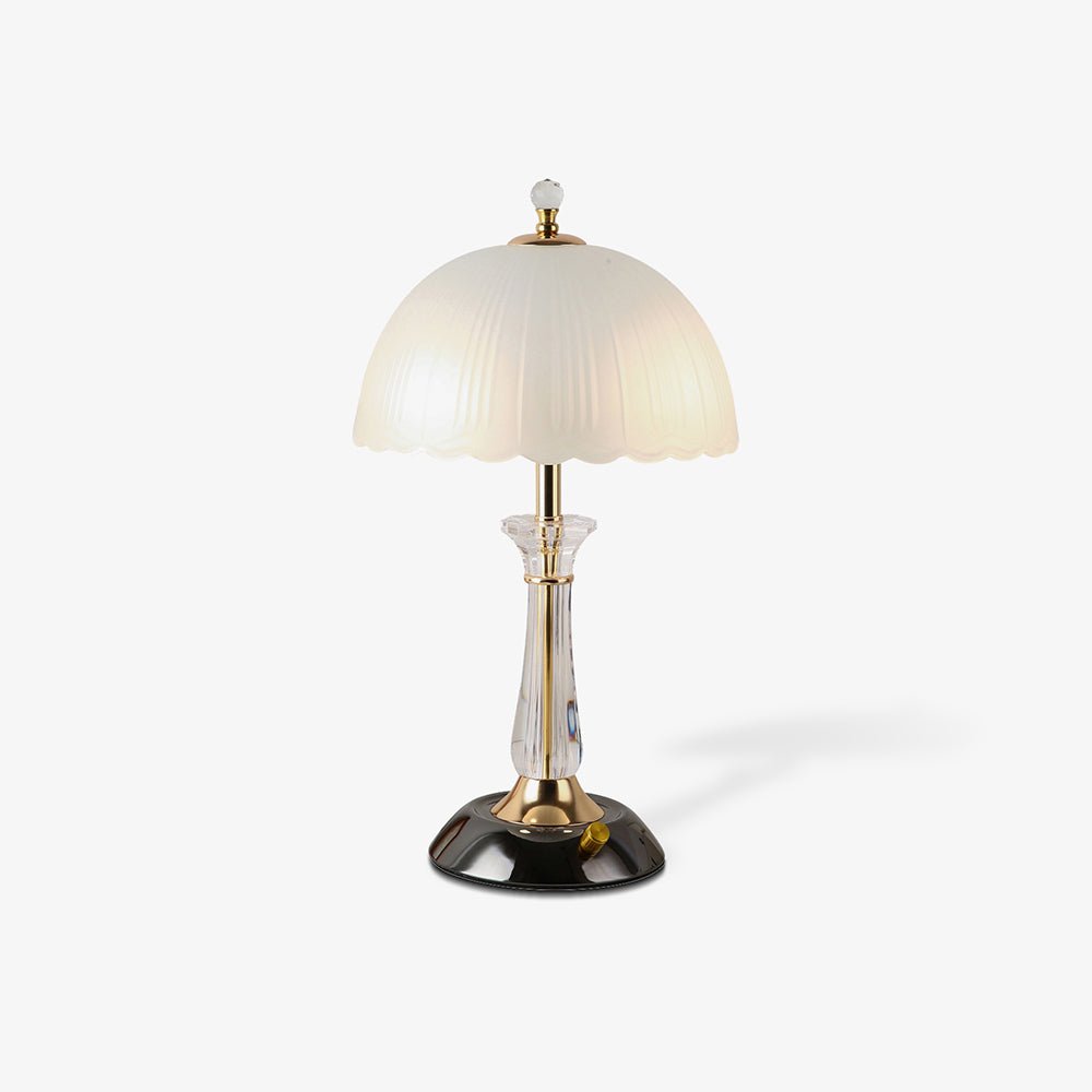 Belle tafellamp met bolvormig glazen kap