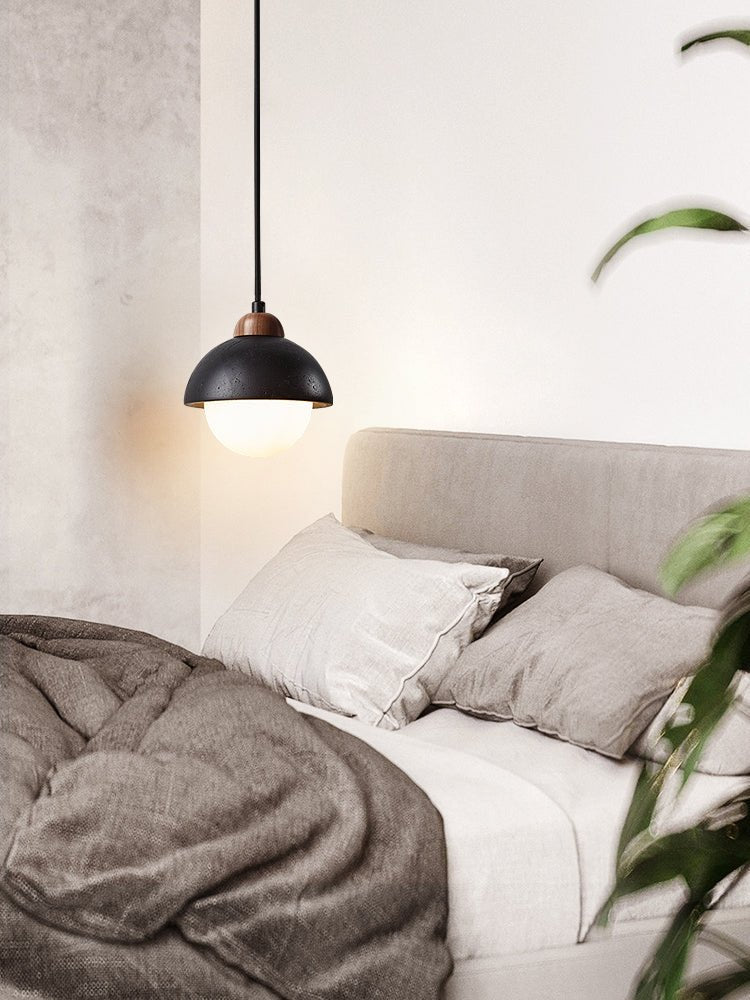 Tavoria Eenvoudig Domewood Zwart Travertin Hanglamp