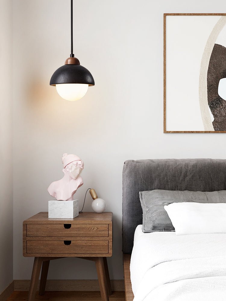 Tavoria Eenvoudig Domewood Zwart Travertin Hanglamp