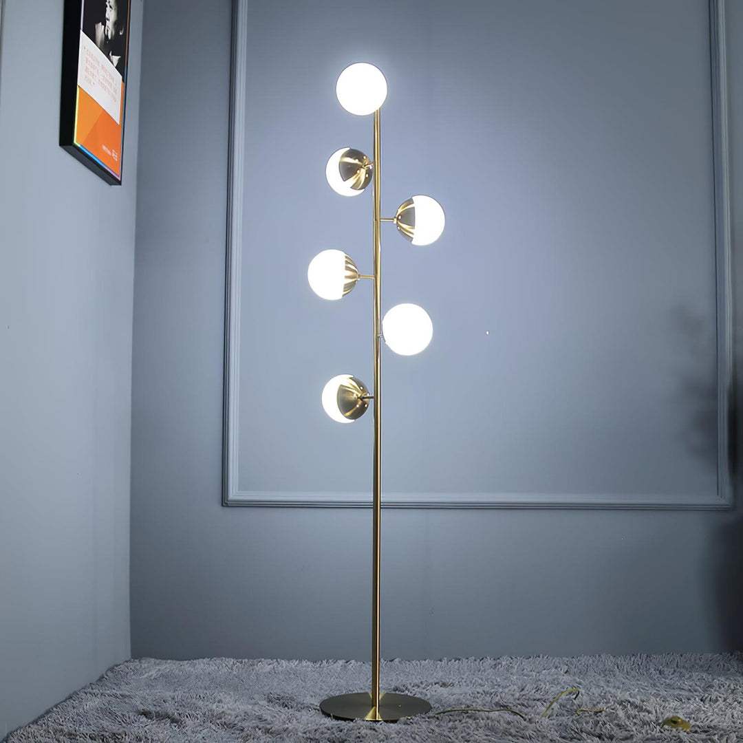 Valentina Moderne Bol LED Vloerlamp Metaal/Glas Wit/Goud Slaap/Woon/Eetkamer