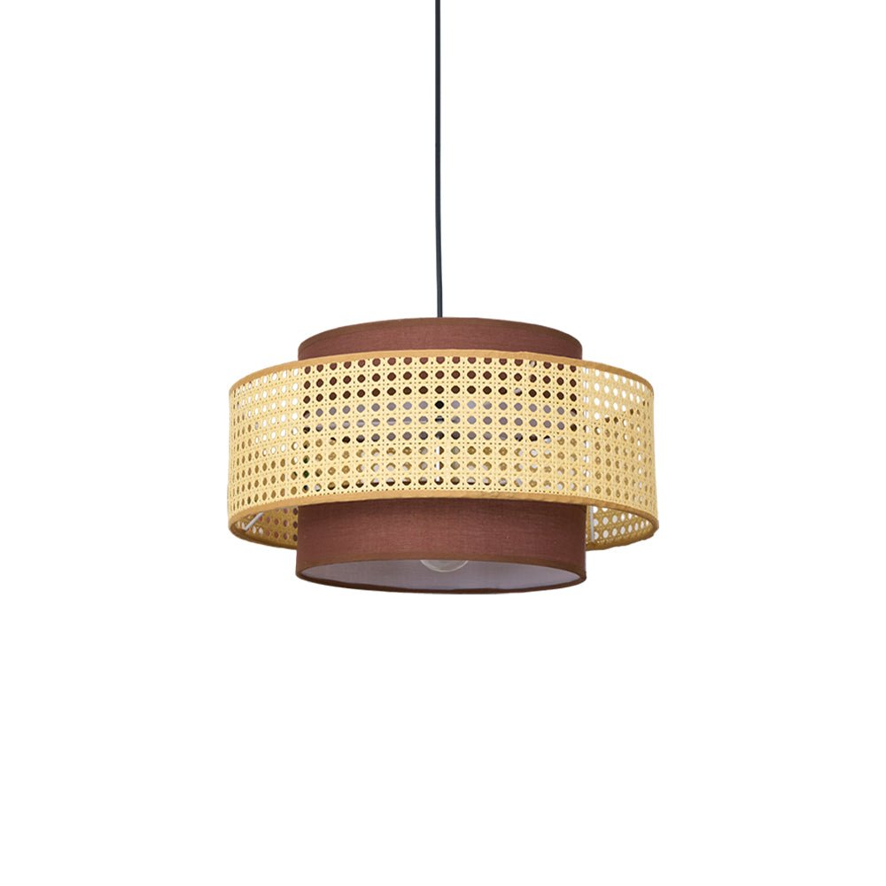 Zerither rotan hanglamp met stoffen kap