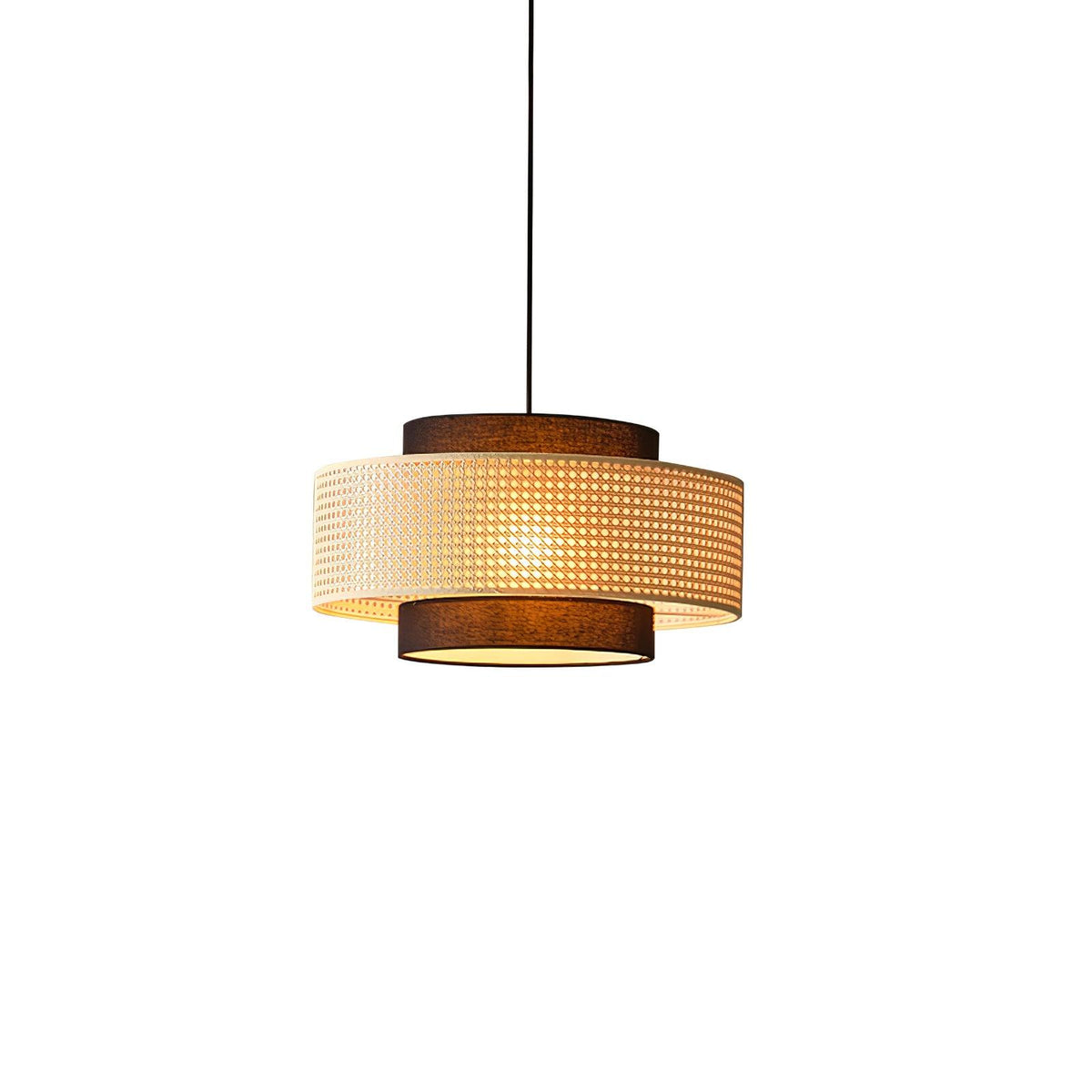 Zerither rotan hanglamp met stoffen kap