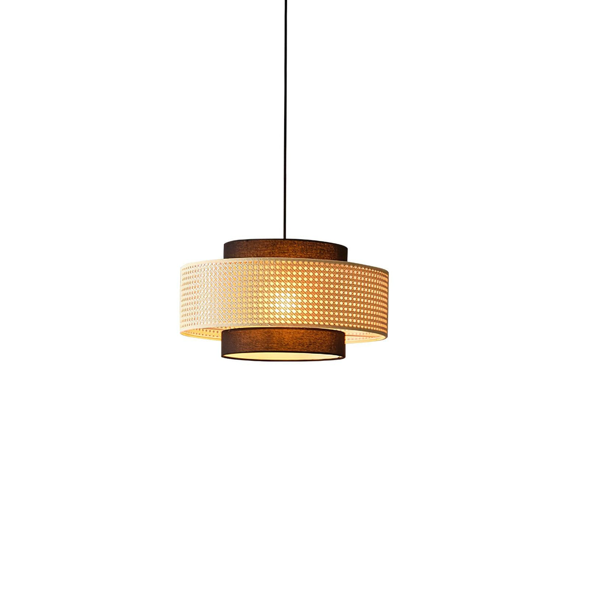 Zerither rotan hanglamp met stoffen kap