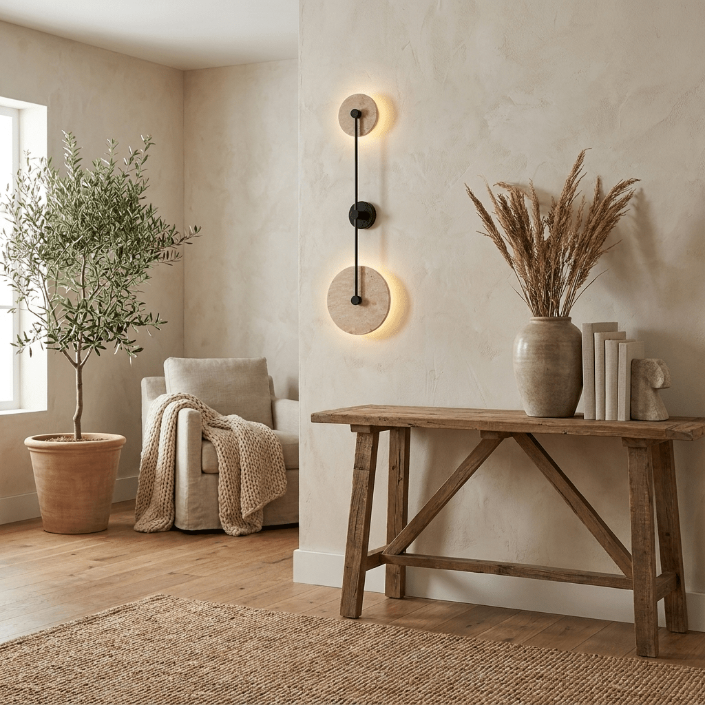 Noraline Disc travertin wandlamp
