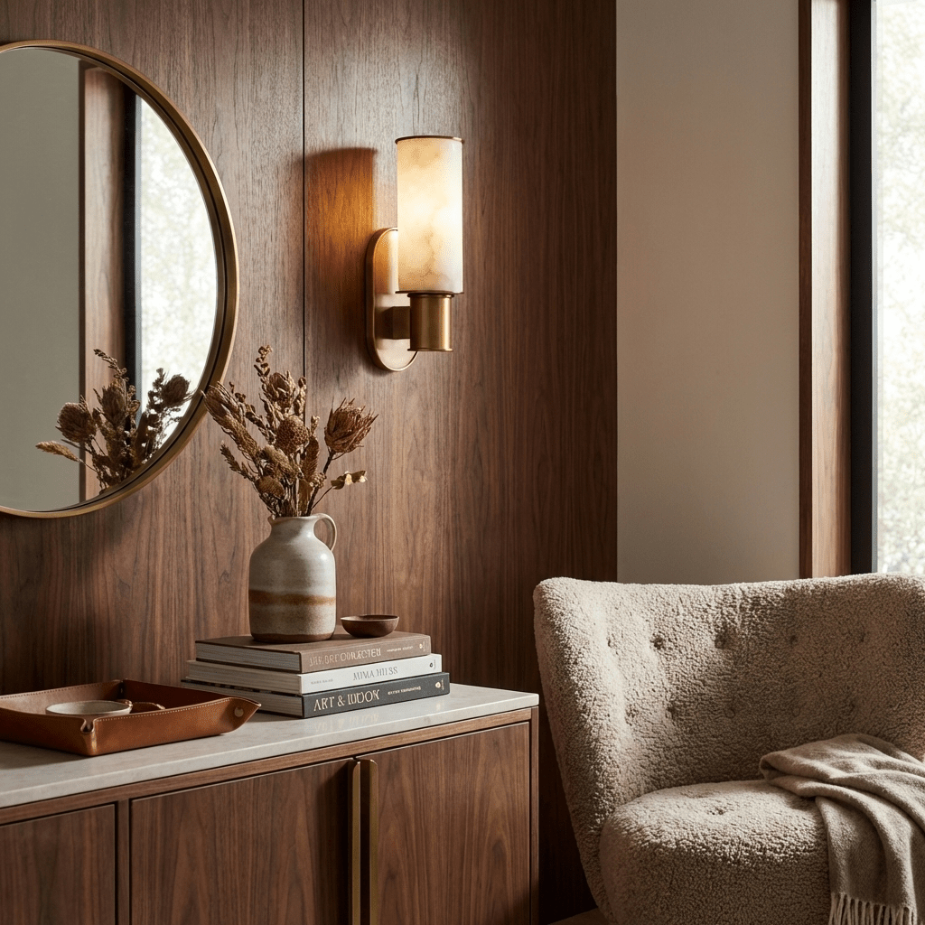 Velmora albasten wandlamp met Goudkleurige Afwerking en Kap