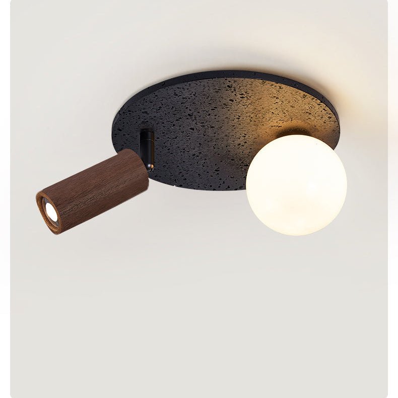 Qule flexibele plafondlamp van zwart travertin