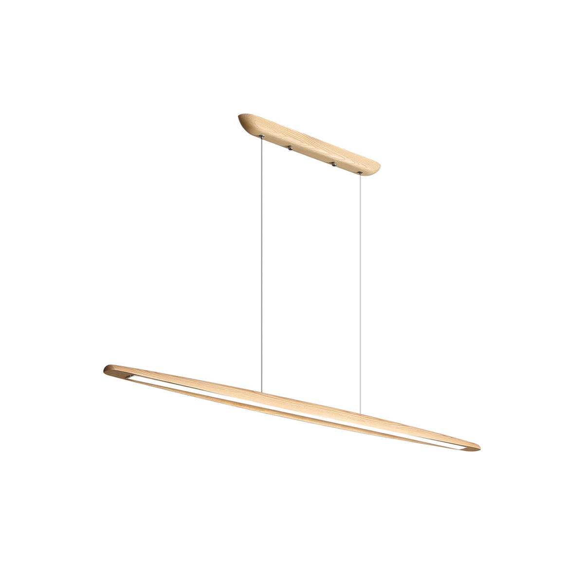 Zing lineaire hanglamp in walnootkleur met warm licht