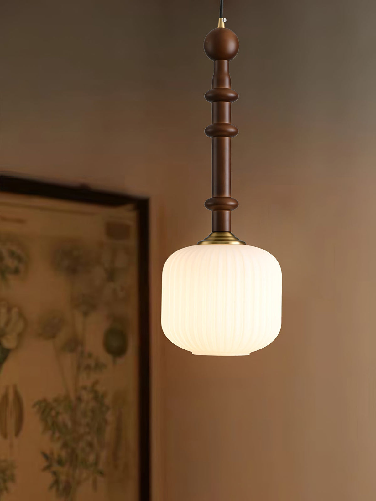 Iliror Traditionele hanglamp van Hout en glas