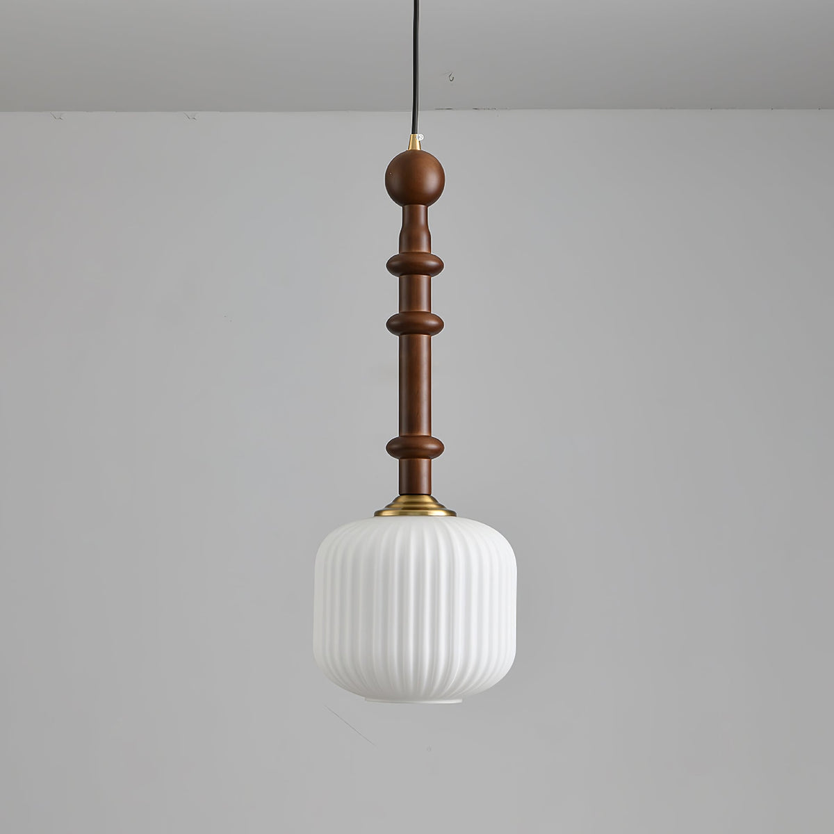 Iliror Traditionele hanglamp van Hout en glas