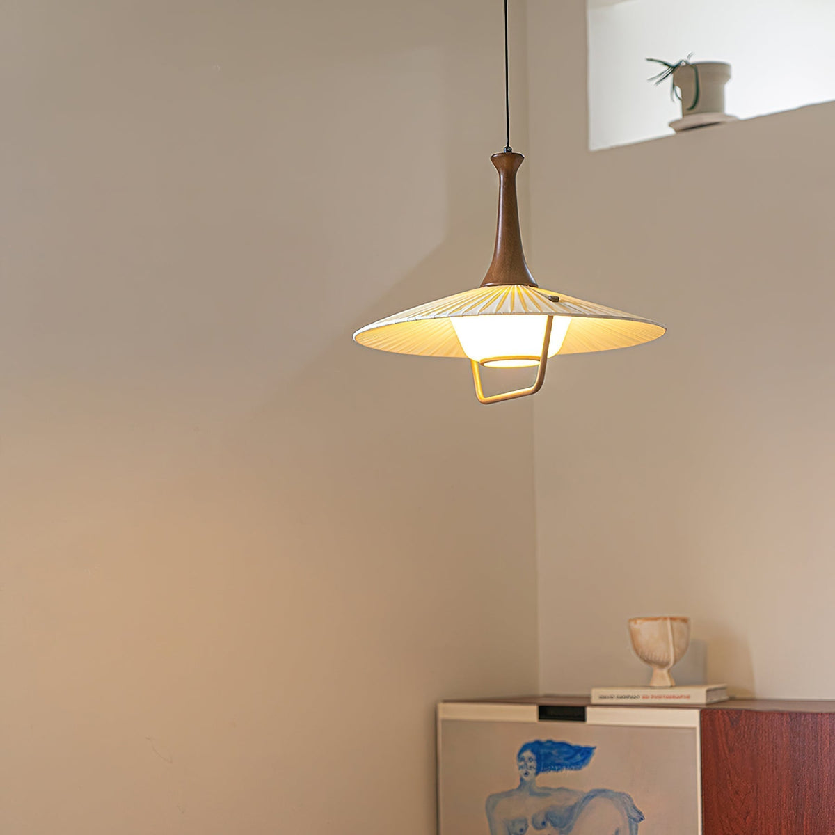 Mydorisra Traditionele klassieke hanglamp van textiel en hout
