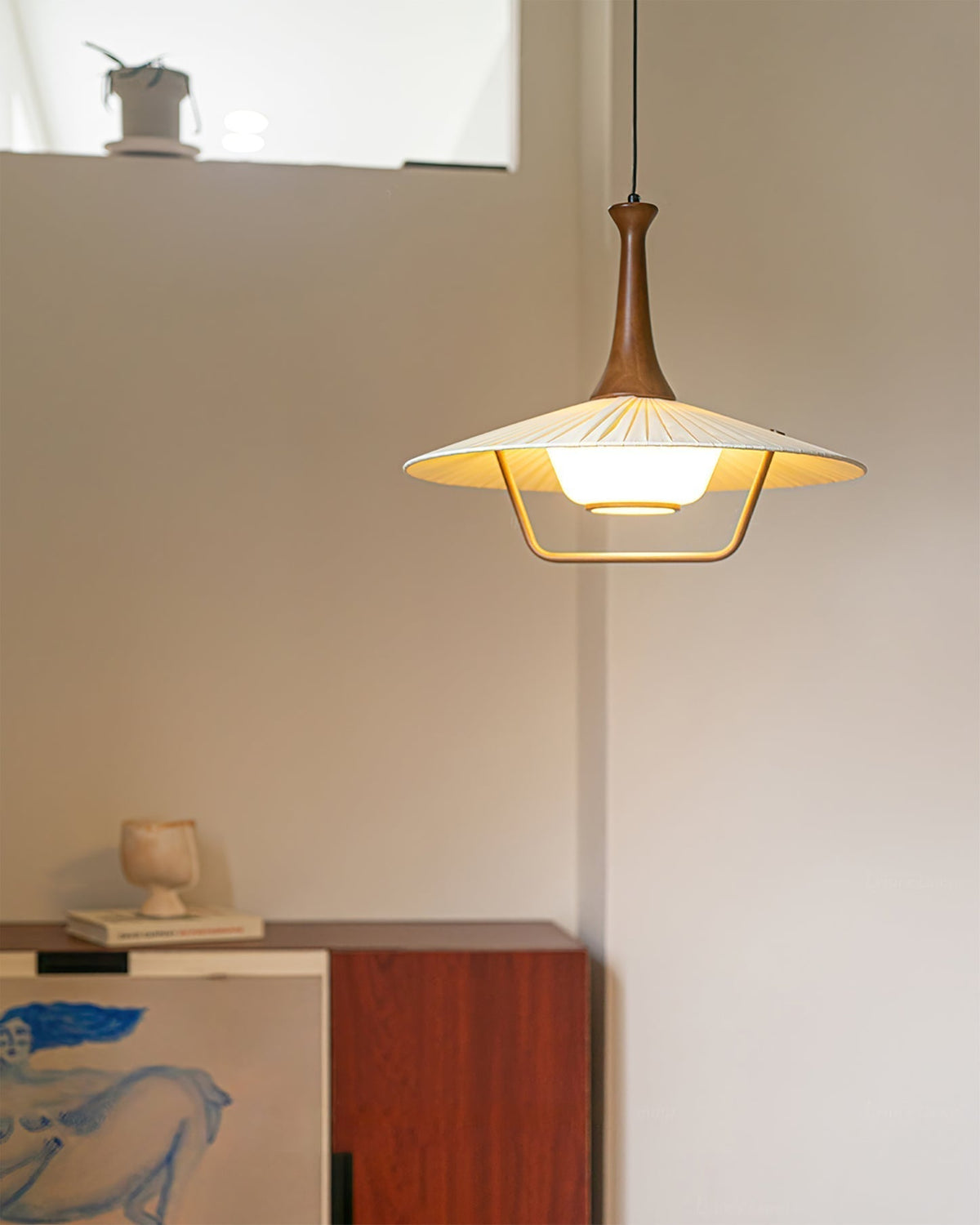 Mydorisra Traditionele klassieke hanglamp van textiel en hout