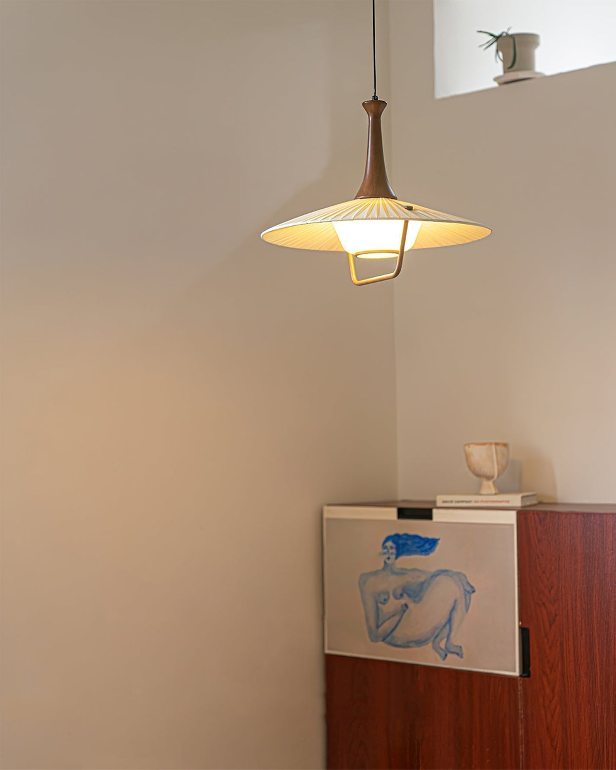 Mydorisra Traditionele klassieke hanglamp van textiel en hout
