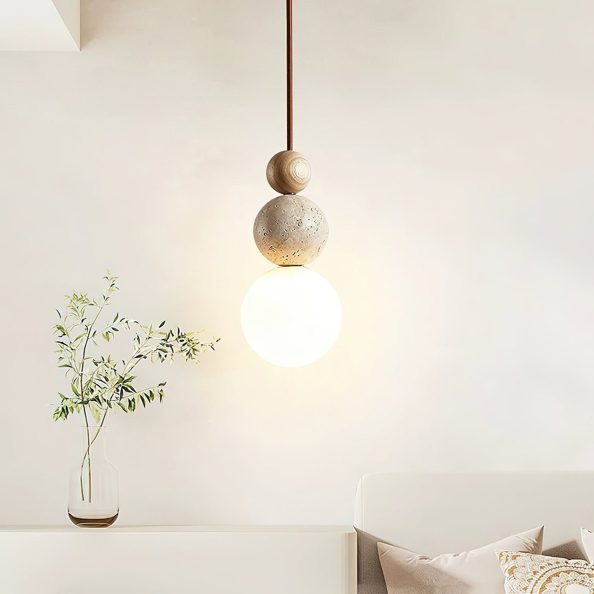 Bit Sfeer-cluster hanglamp van geel travertin