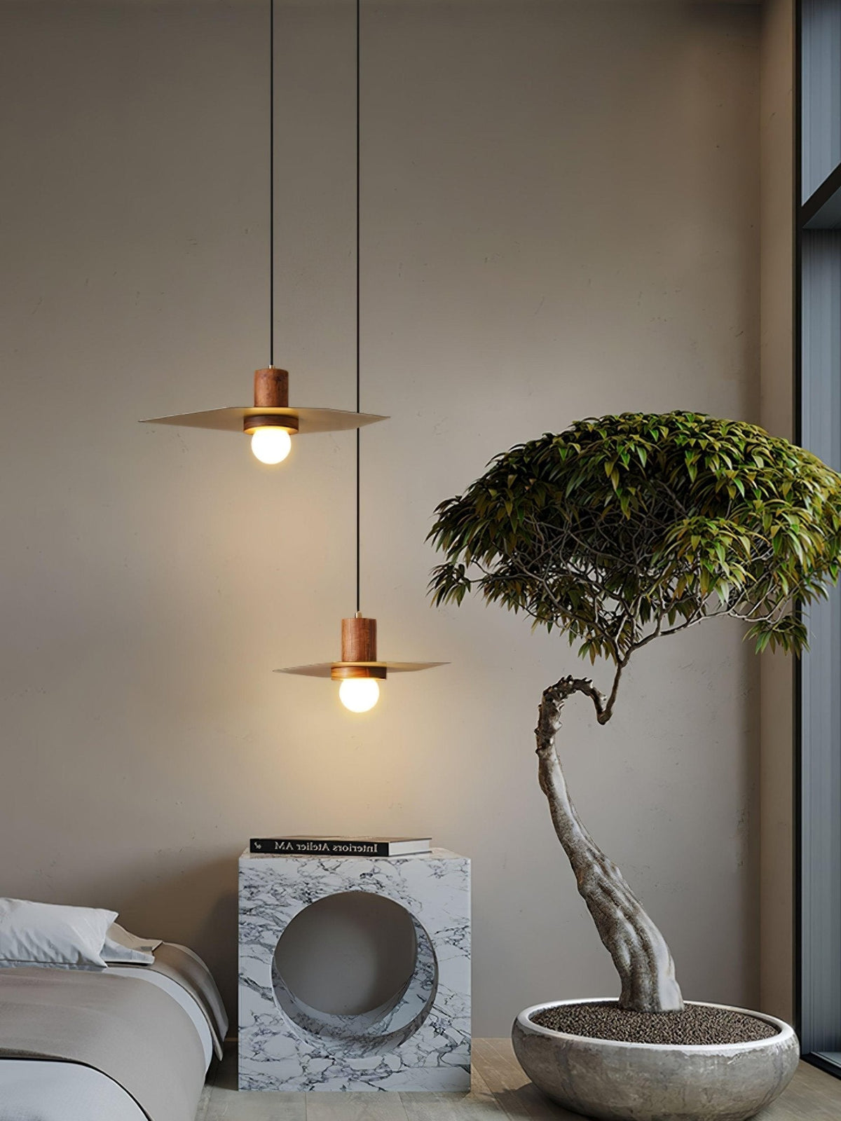 Elvoreria Premium Noordse kunst hanglamp van walnoothout