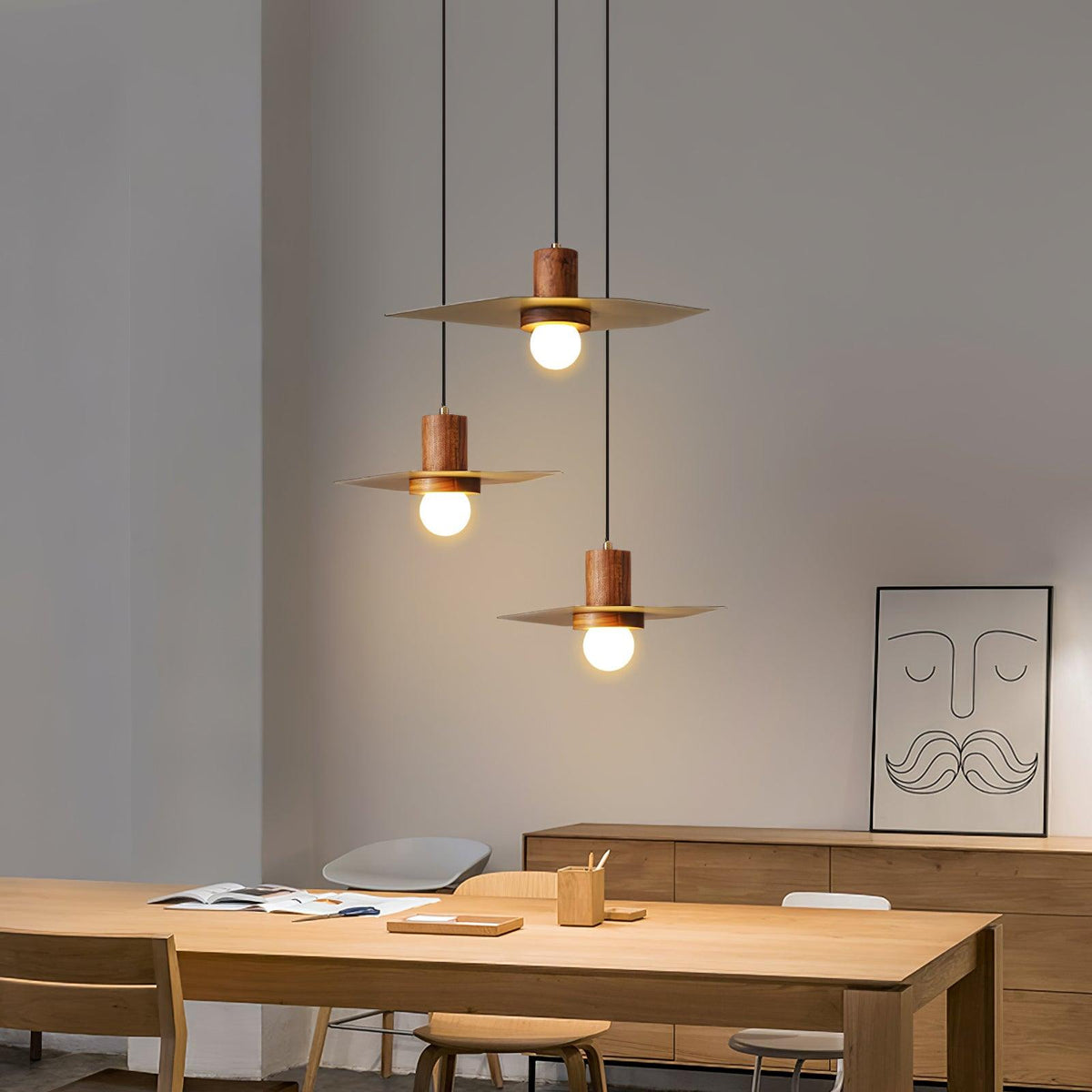 Elvoreria Premium Noordse kunst hanglamp van walnoothout