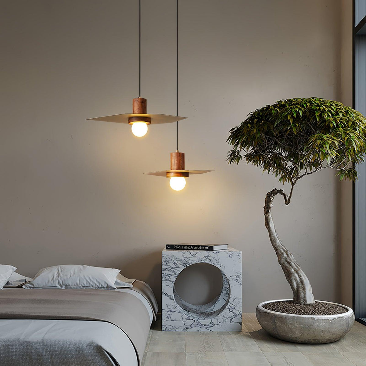 Elvoreria Premium Noordse kunst hanglamp van walnoothout