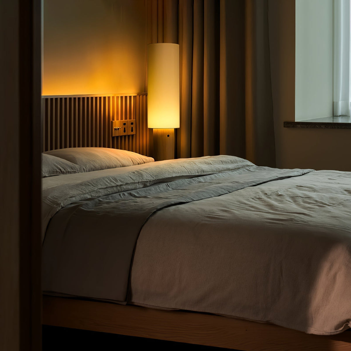 Uvynir Cylindrische houten vloerlamp