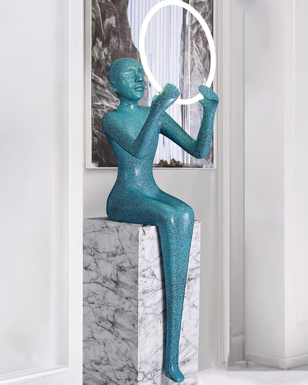 Orelaielle sculpturale vloerlamp in zwart