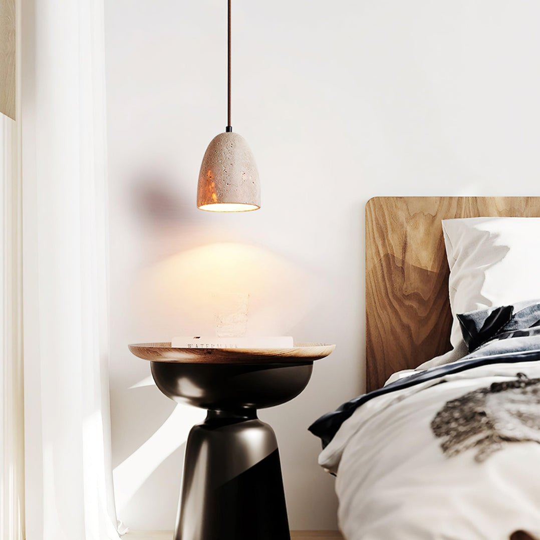 Lildes conische hanglamp van geel travertin