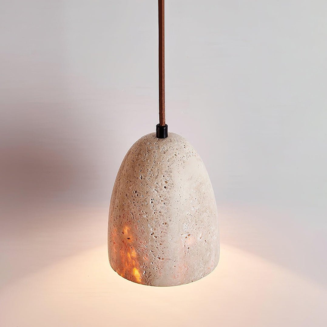 Lildes conische hanglamp van geel travertin