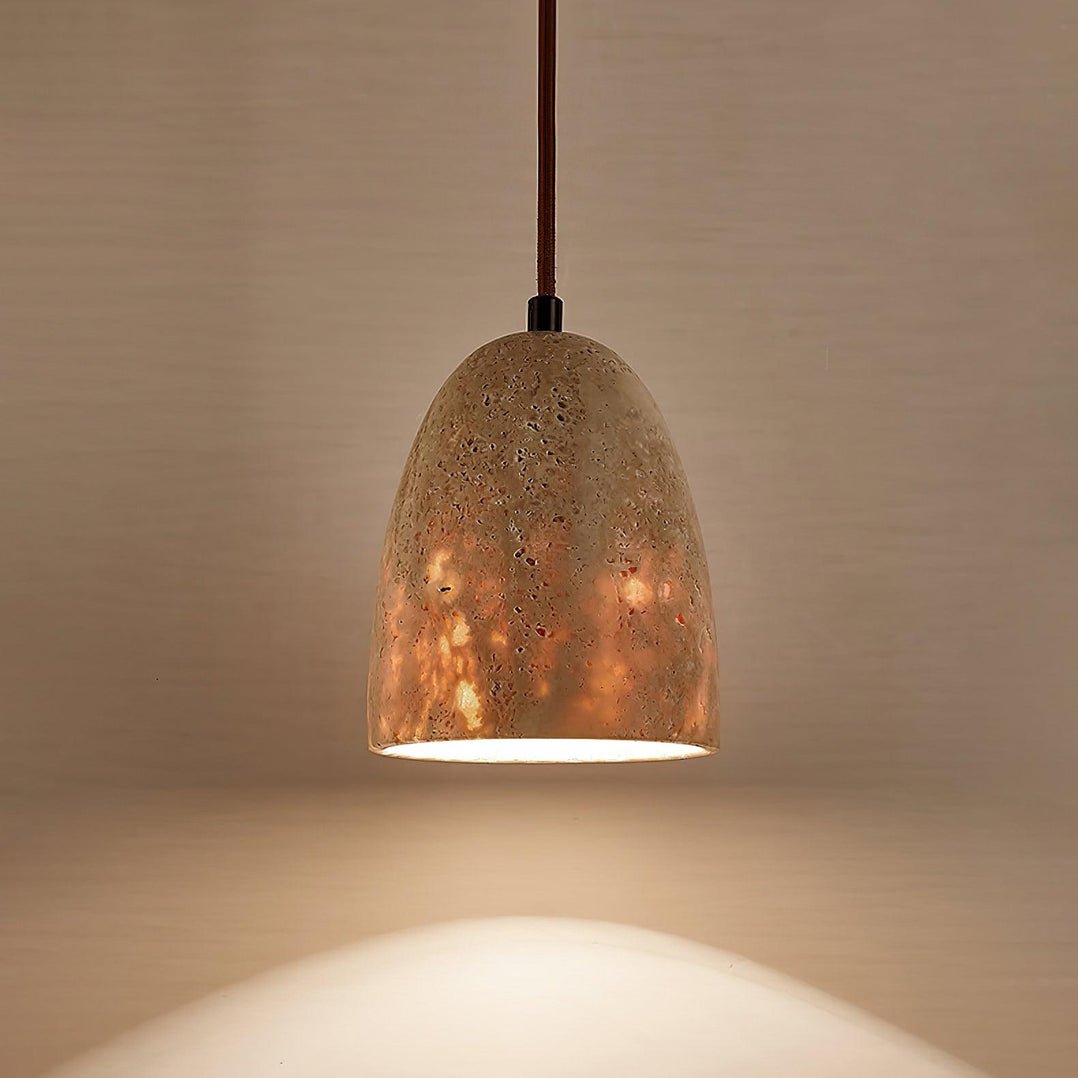 Lildes conische hanglamp van geel travertin
