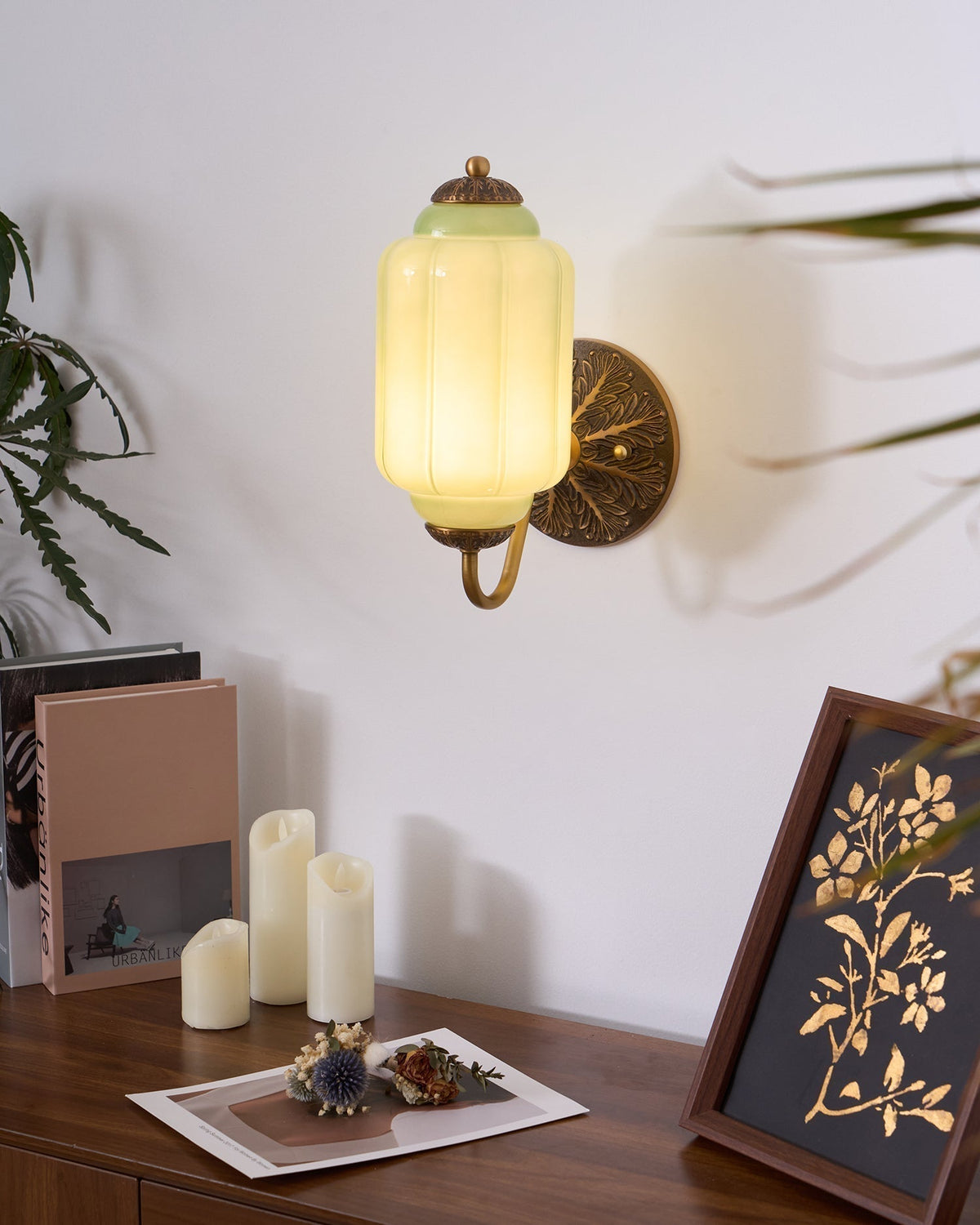Melvane Vintage roze glazen wandlamp