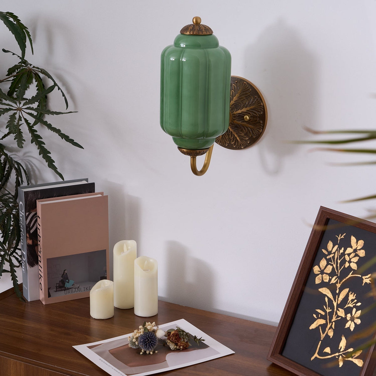 Melvane Vintage roze glazen wandlamp